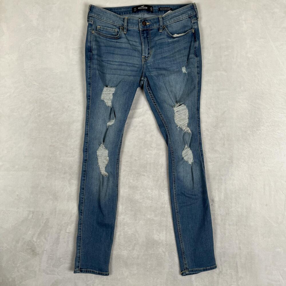 Hollister Low-Rise Super Skinny Jeans Juniors 28x28 Blue Medium Distressed Denim